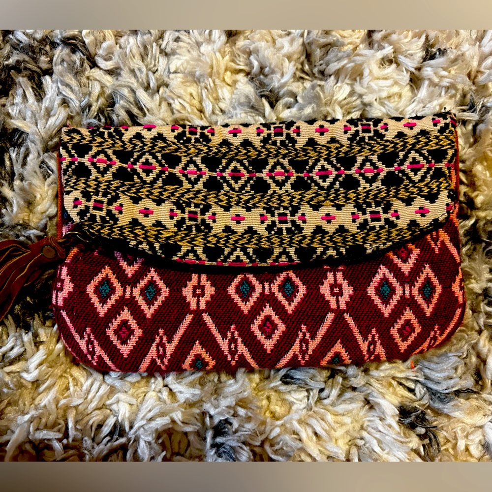 Cost Plus World Market wool woven clutch 6 x 10